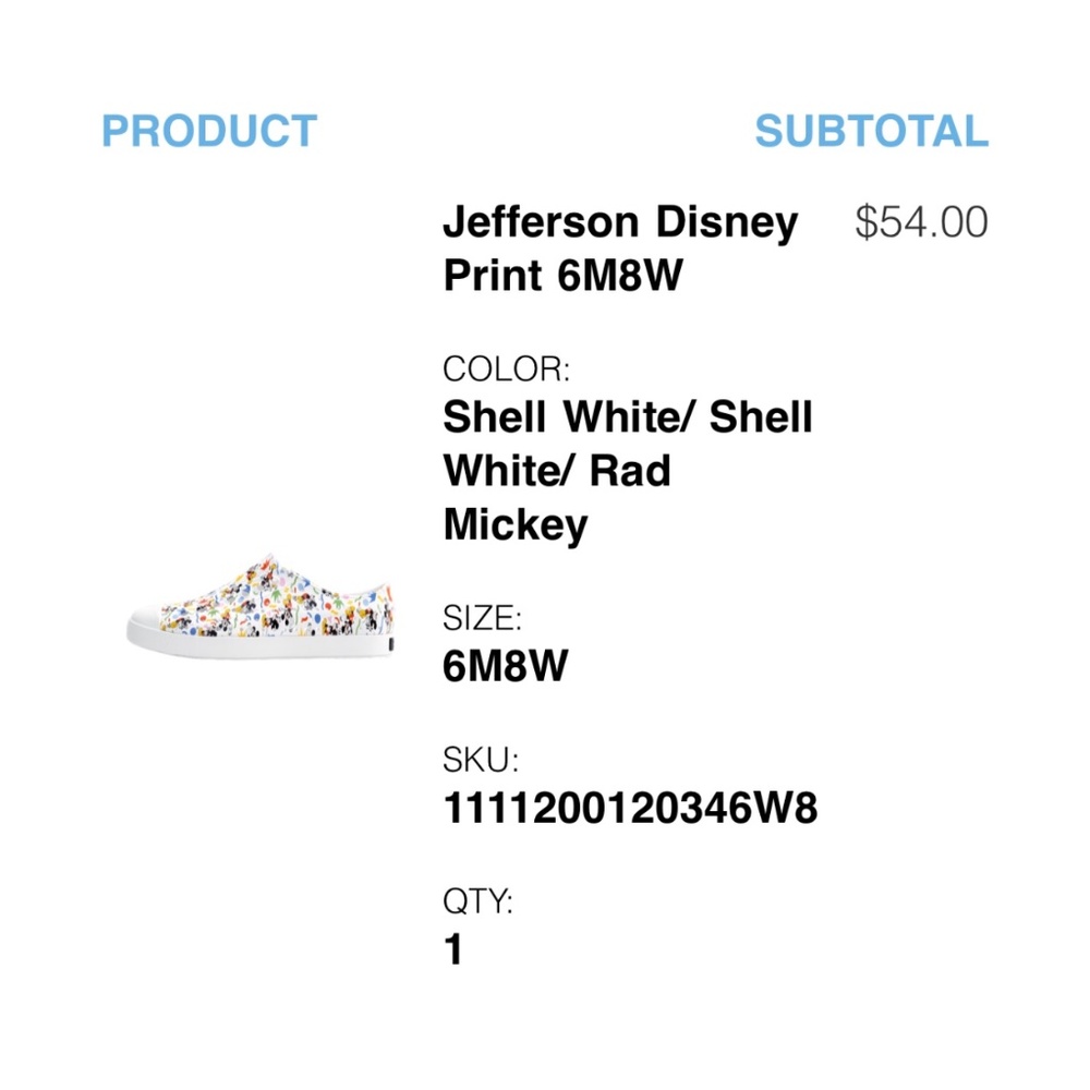Native Disney Shoes new, never worn
